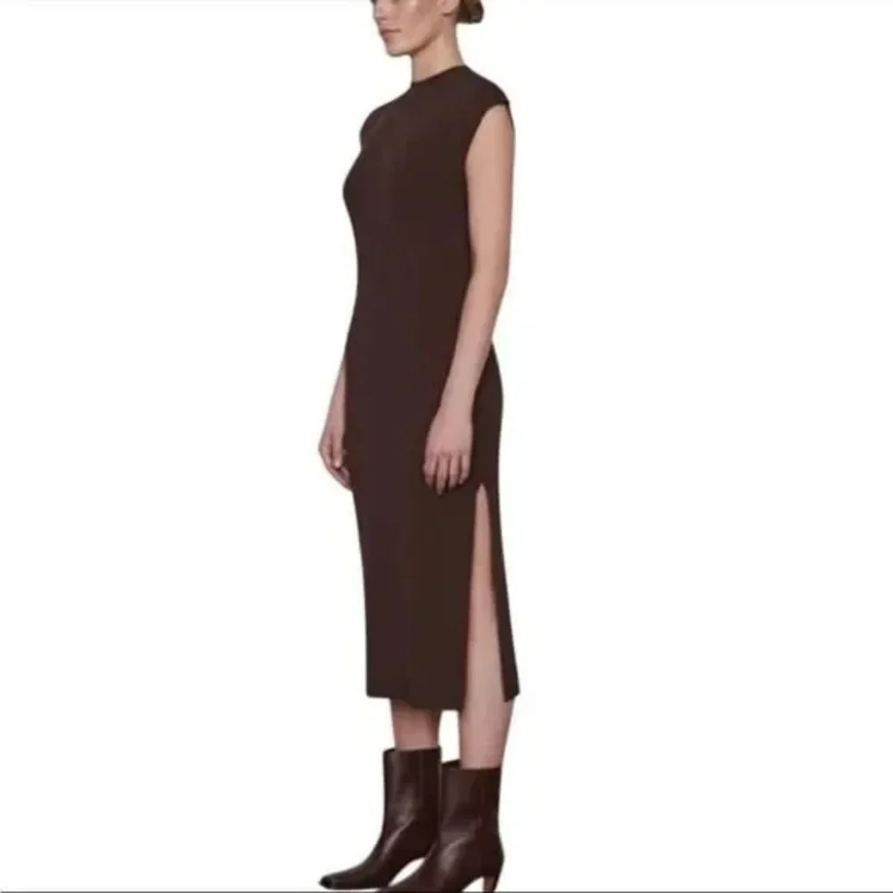 Frame Muscle Crew Organic Cotton Sleeveless Maxi Dress in Dark Chocolate Medium - Picture 3 of 11